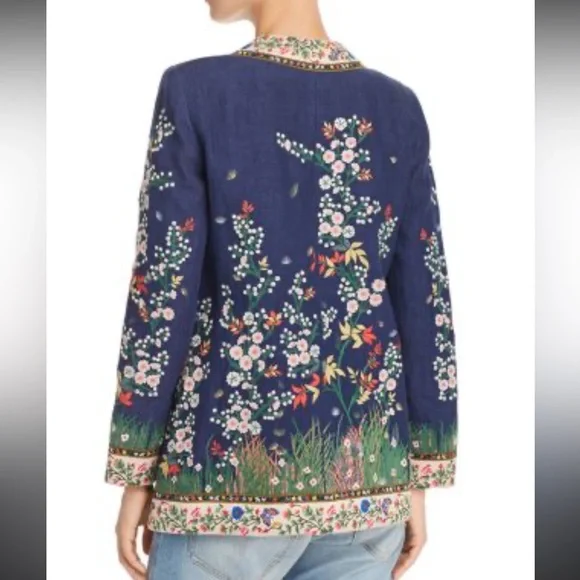 Alice + Olivia linen embroidered blazer size 4 - Picture 8 of 12